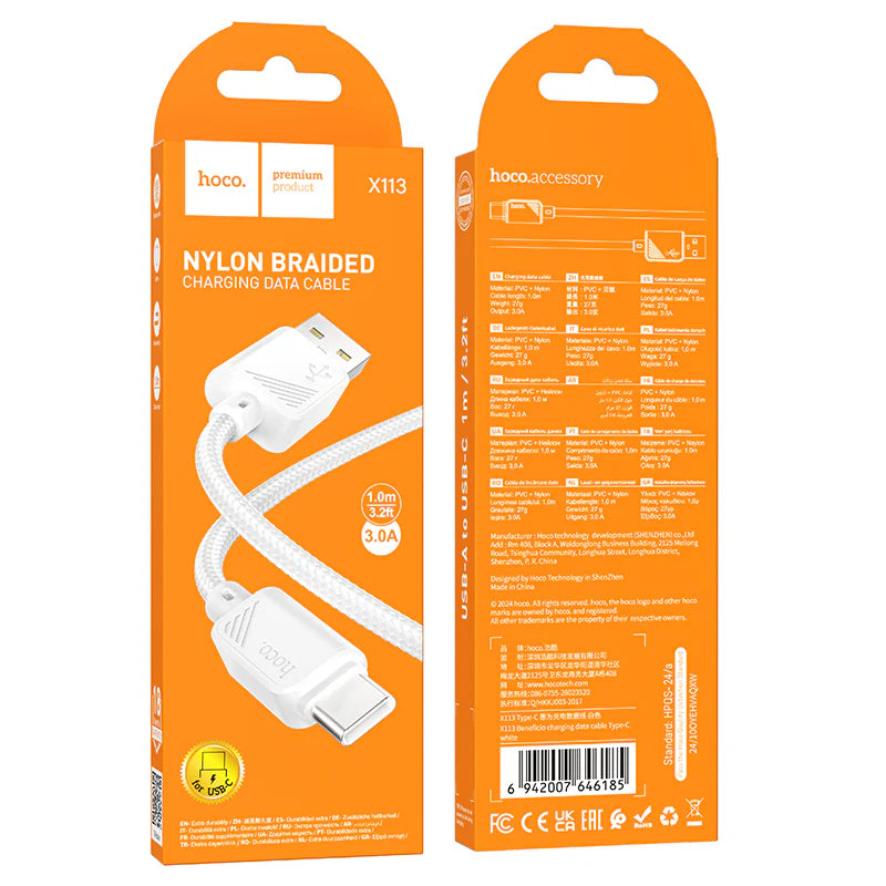 HOCO X113 USB to Type-C 3A Fast Charging Cable 1m