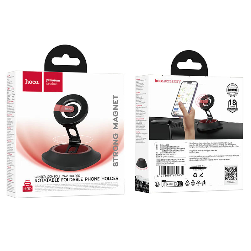 HOCO H90 Suction Cup Magnetic Car Holder for Windshield/Center Console