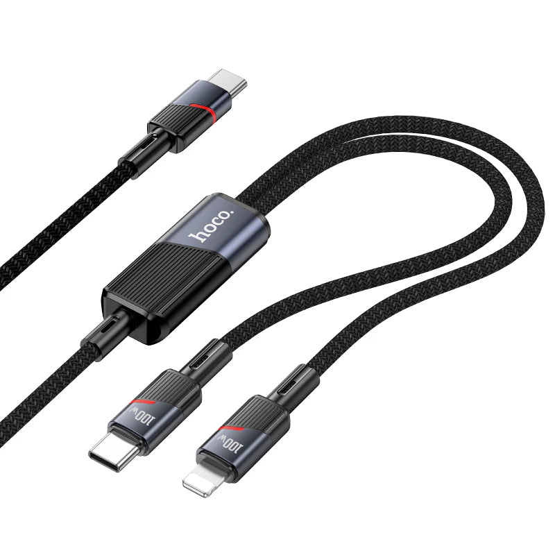 HOCO U139 100W Type-C to Type-C and Lightning Fast Charging Data Cable 1.2m
