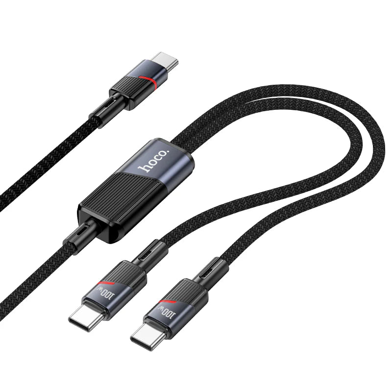 HOCO U139 100W Type-C to Type-C and Type-C Fast Charging Data Cable 1.2m