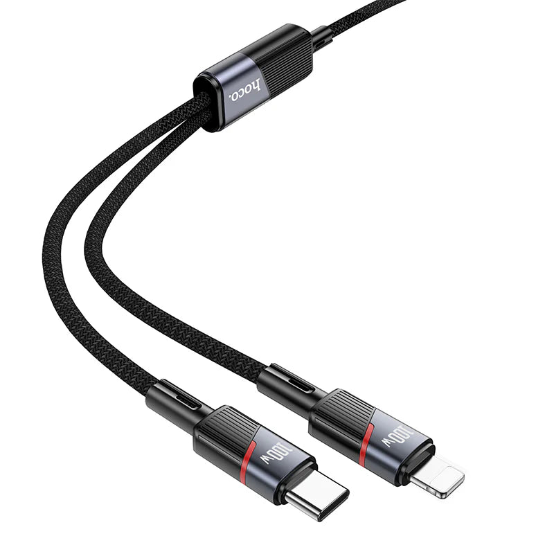 HOCO U139 100W Type-C to Type-C and Lightning Fast Charging Data Cable 1.2m