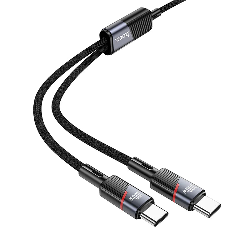 HOCO U139 100W Type-C to Type-C and Type-C Fast Charging Data Cable 1.2m