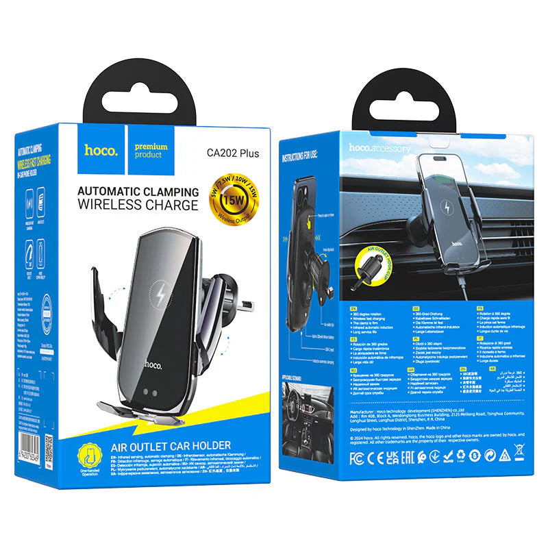 HOCO CA202 Plus Wireless Charging Car Holder for Air Outlet