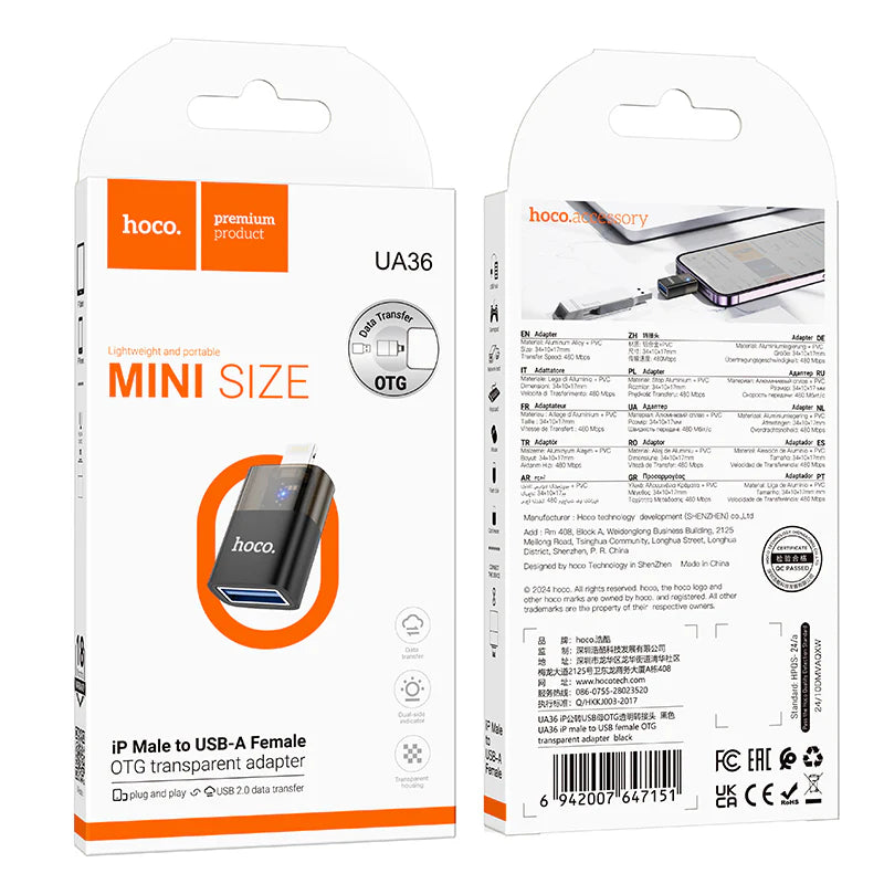 HOCO UA36 Lightning Male to USB Female OTG Adapter