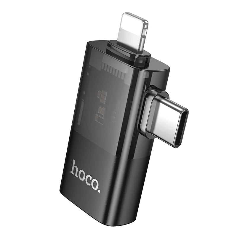 HOCO UA36E Lightning, USB-C / Type-C Male to USB Female 2 in 1 OTG Adapter